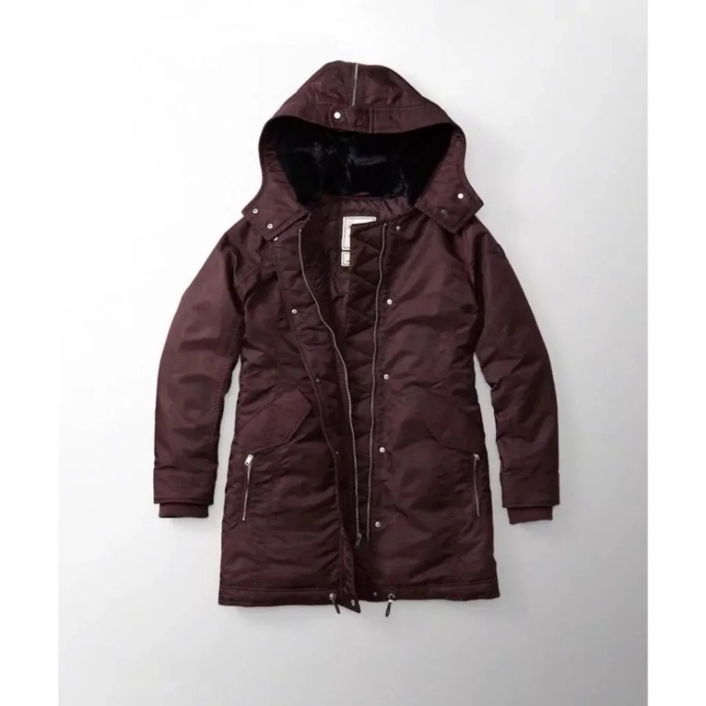 NWT Abercrombie burgundy parka long jacket
